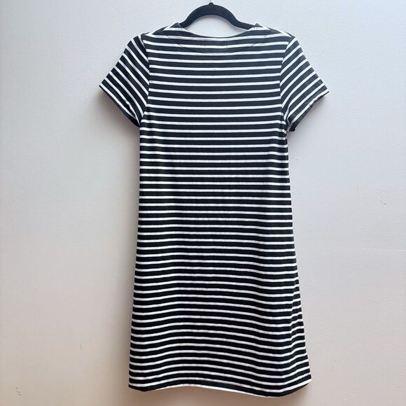 Duffield Lane Black White Stripe Preppy Shirt Sleeve T Shirt Dress Womens Small - Picture 5 of 6
